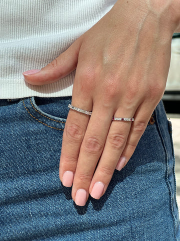 Sideways Emerald And Round Diamond Eternity Band