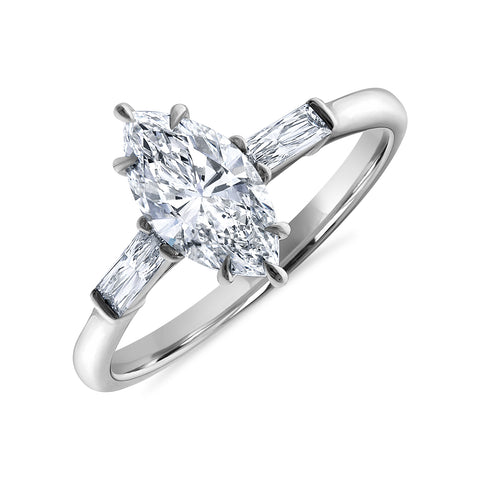 Three Stone Ring With Diamonds
