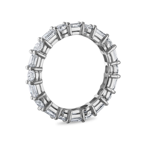 Sideways Emerald And Round Diamond Eternity Band