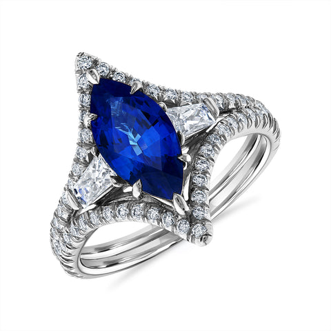 Blue Marquise Sapphire Diamond Ring ✨💎